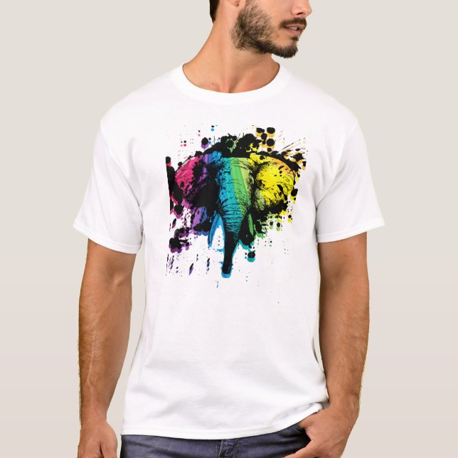 Camiseta Elefante arco-íris (Frente)