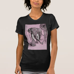 Camiseta Elefante Atravessando A Savana-De-Pé-Rosa