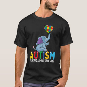 Camiseta Elefante Autismo Caminhando Por Um Caminho Diferen