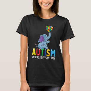 Camiseta Elefante Autismo Caminhando Por Um Caminho Diferen