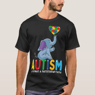 Camiseta Elefante Autismo Caminhando Por Um Caminho Diferen