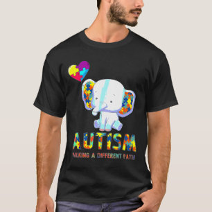 Camiseta Elefante Autismo Caminhando Por Um Caminho Diferen