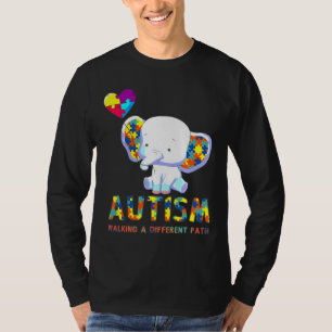 Camiseta Elefante Autismo Caminhando Por Um Caminho Diferen