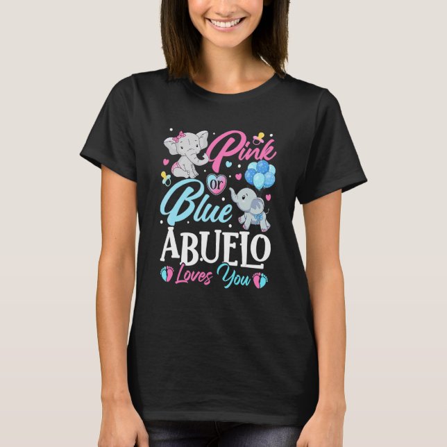 Camiseta Elefante Azul Cor-De-Rosa Abuelo Te Ama De Gravide (Frente)