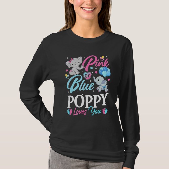 Camiseta Elefante Azul Cor-de-rosa Te Ama De Gravidez (Frente)