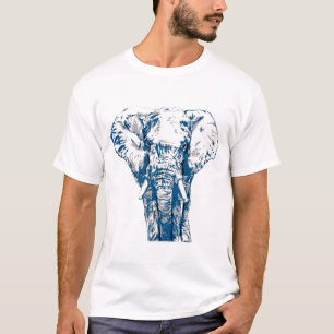 Camiseta Elefante Azul - Estilo de Arte Pop e Posterizado