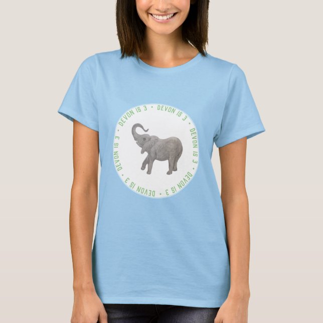 Camiseta Elefante Bebê Azul Convidado de Honra (Frente)