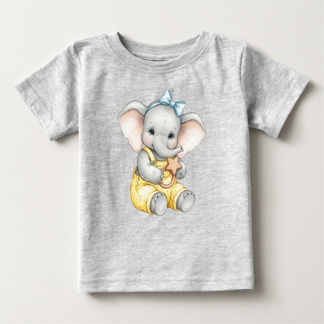 Camiseta Elefante bebê com chocalho de Natasha Us (Frente)