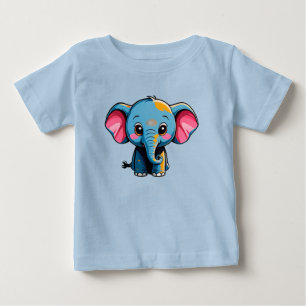 Camiseta Elefante Bebê de Desenho Fofo