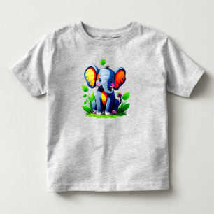 Camiseta Elefante Bebê Desenho Animado Colorido Fofo