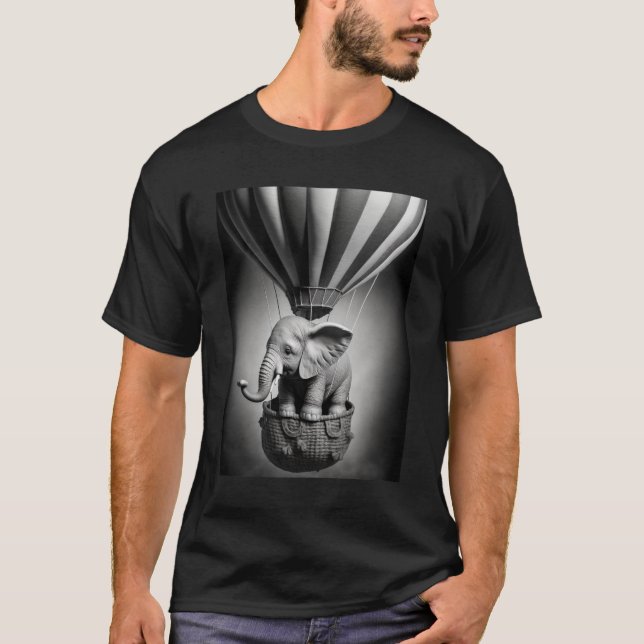 Camiseta Elefante bebê em balão de ar quente (Frente)