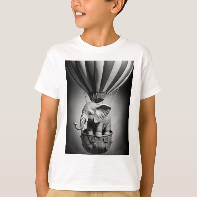 Camiseta Elefante bebê em balão de ar quente (Frente)