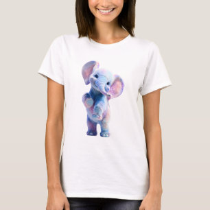 Camiseta Elefante Bebê Pastel Caprichoso Mulheres Aquarela