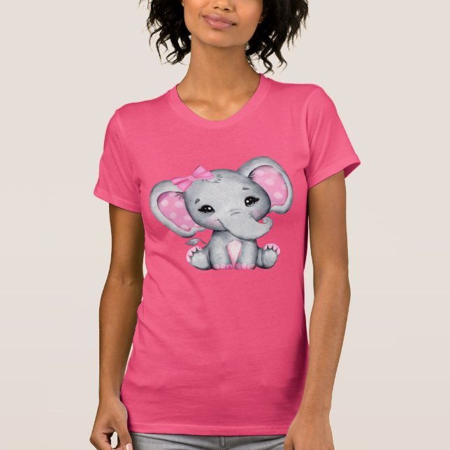 Camiseta Elefante-bebê rosa-claro com orelhas-Bolinhas (Frente)