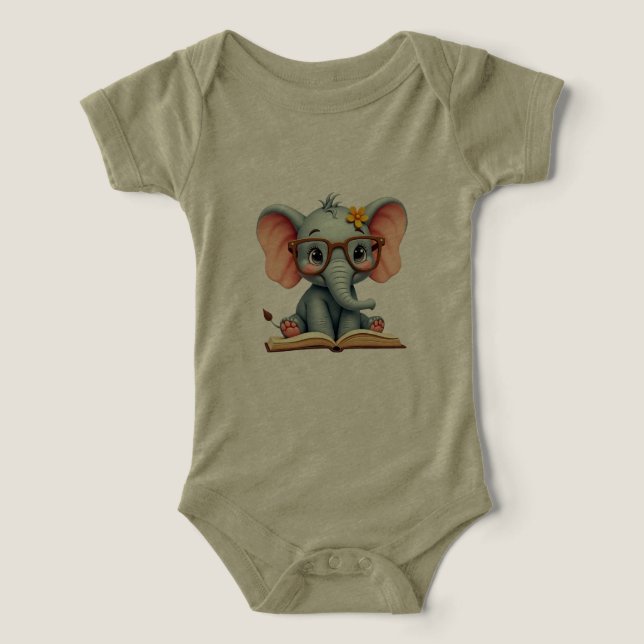 Camiseta Elefante Bebê Sábio (Design frontal)