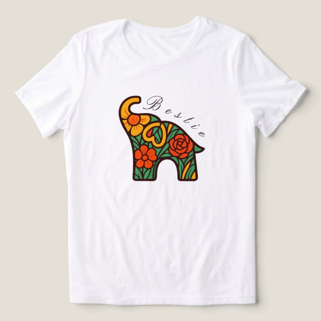 Camiseta Elefante Bestie, Presentes de Amizade, Ir (Design frontal)