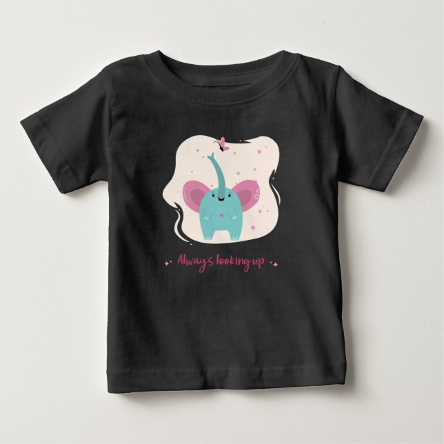 Camiseta Elefante Bonito Com Texto Sempre Procurando (Frente)