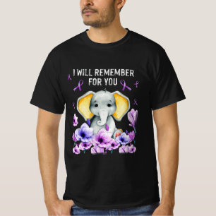 Camiseta Elefante Bonito de Consciência de Alzheimer