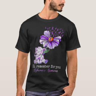 Camiseta Elefante Bonito de Consciência de Alzheimer
