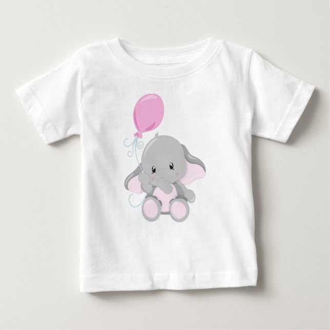 Camiseta Elefante Bonito, Elefante Com Balão (Frente)