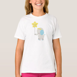 Camiseta Elefante Bonito, Elefante Com Balão, Coroa, Estrel