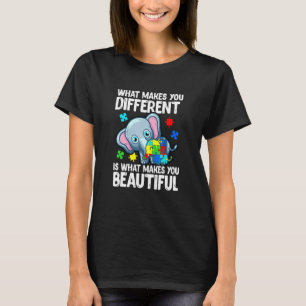 Camiseta Elefante Bonito Mãe Com Peixes Puzzle Autismo Infa