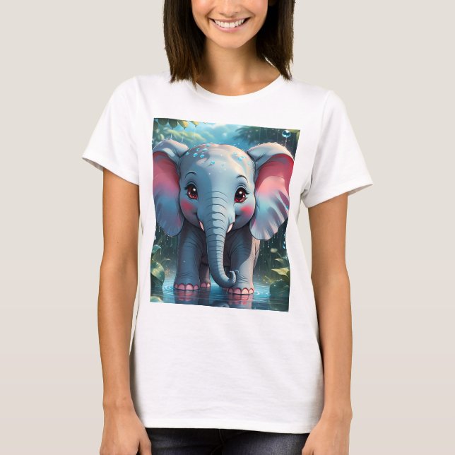 Camiseta Elefante Bonito na Chuva (Frente)