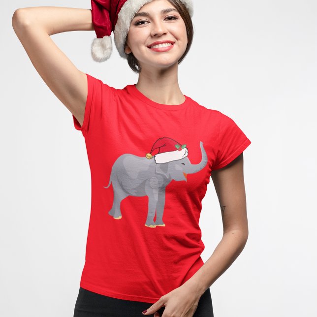 Camiseta Elefante Bonito no Papai Noel, bicho de Natal (Criador carregado)