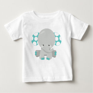 Camiseta Elefante Bonito, Pequeno Elefante - Cinza Azul