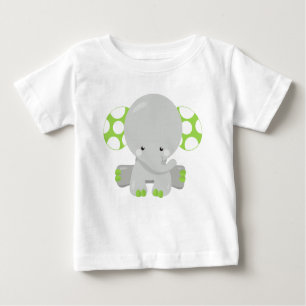 Camiseta Elefante Bonito, Pequeno Elefante - Cinza Verde