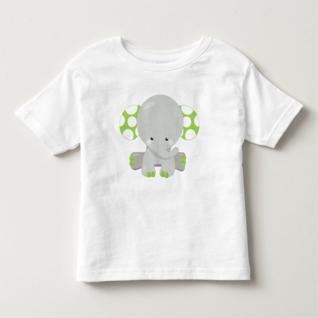 Camiseta Elefante Bonito, Pequeno Elefante - Cinza Verde (Frente)