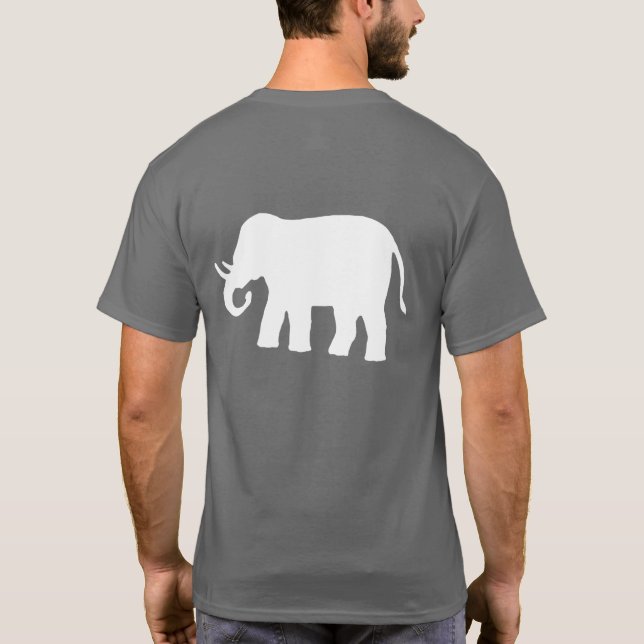 Camiseta Elefante Branco sobre Preto (Verso)