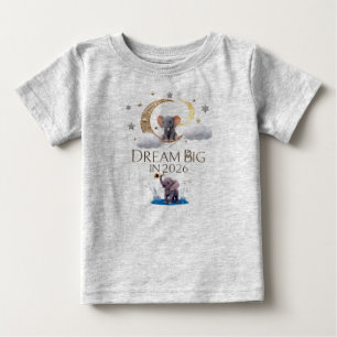 Camiseta Elefante Caprichoso Lua "Sonhe Grande 2026" Bebê F