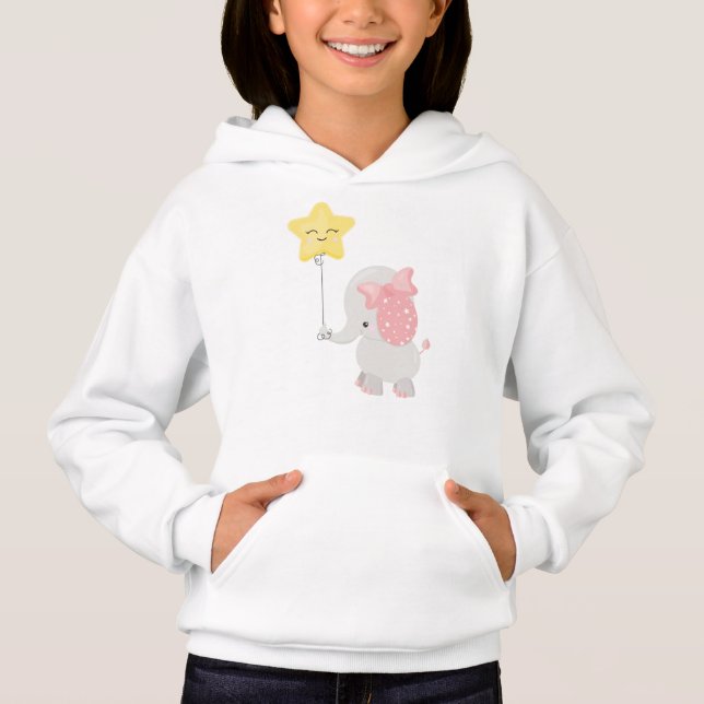 Camiseta Elefante Com Balão, Coroa, Elefante Bonito, Estrel (Frente)