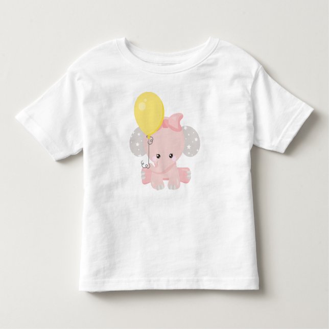 Camiseta Elefante Com Balão, Elefante Bonito, Coroa, Estrel (Frente)