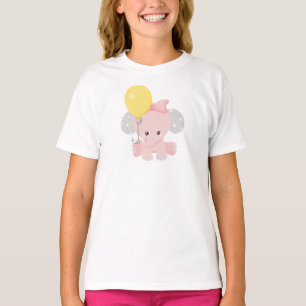 Camiseta Elefante Com Balão, Elefante Bonito, Coroa, Estrel