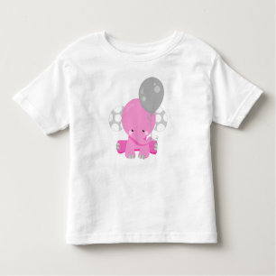 Camiseta Elefante Com Balão, Elefante Cor-De-Rosa, Animal G