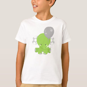 Camiseta Elefante Com Balão, Elefante Verde, Animal Bastant