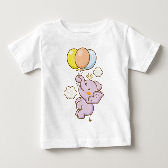Camiseta Elefante com bebê de balão (Frente)