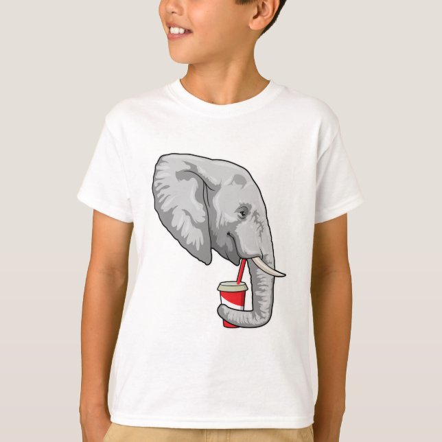 Camiseta Elefante com Bebida (Frente)