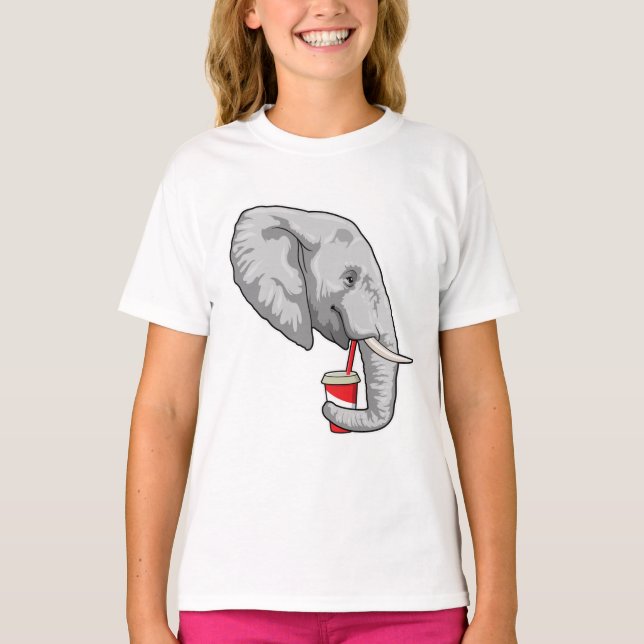 Camiseta Elefante com Bebida (Frente)