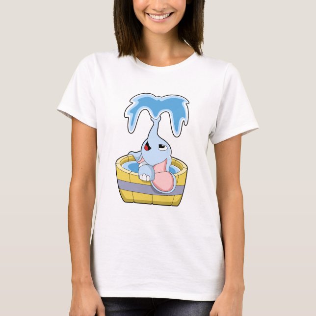 Camiseta Elefante com cheio de Banheira de Água (Frente)