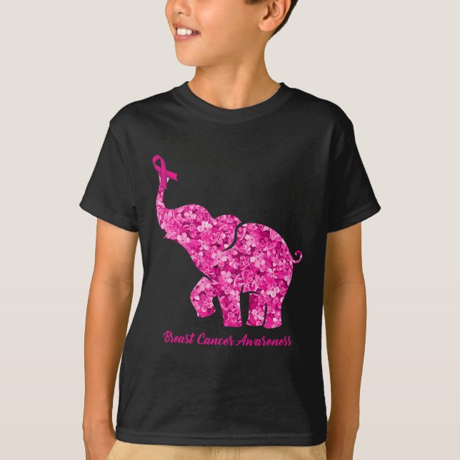 Camiseta Elefante com conhecimento do Cancer da Mama da Flo (Frente)