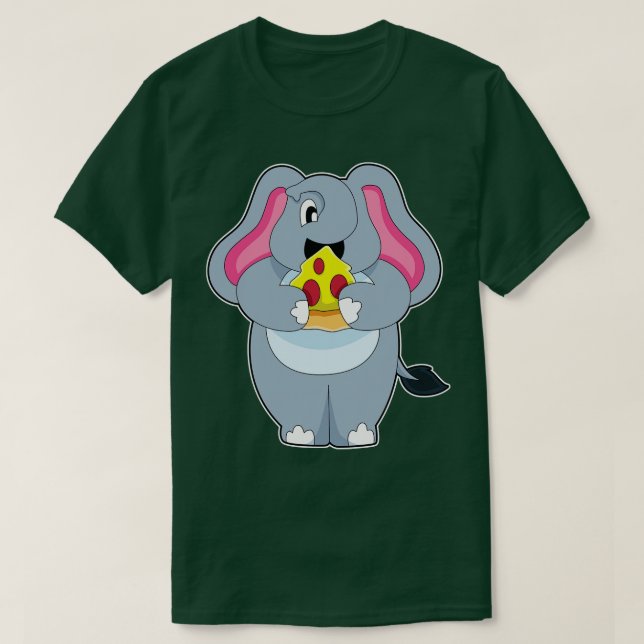 Camiseta Elefante com Pizza (Frente do Design)