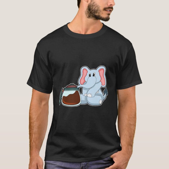Camiseta Elefante com pote de café (Frente)