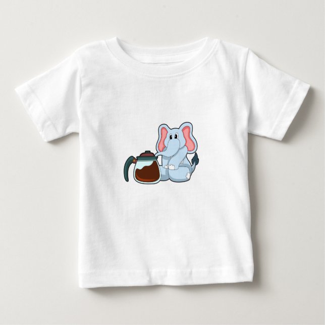 Camiseta Elefante com pote de café (Frente)
