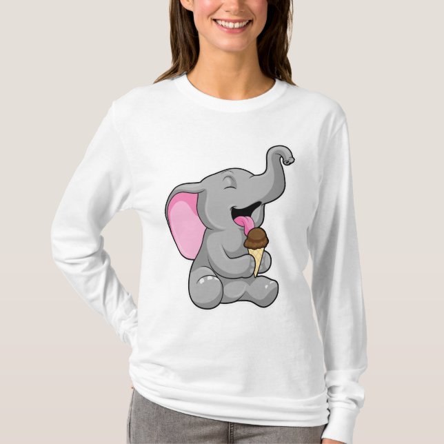 Camiseta Elefante com sorvete de Waffle Chocolate (Frente)