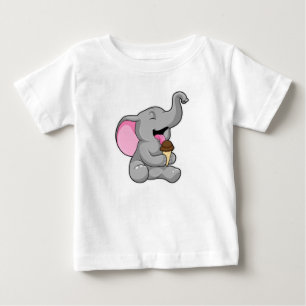 Camiseta Elefante com sorvete de Waffle Chocolate
