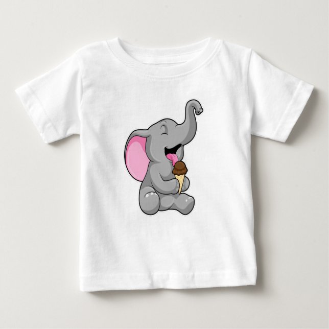 Camiseta Elefante com sorvete de Waffle Chocolate (Frente)
