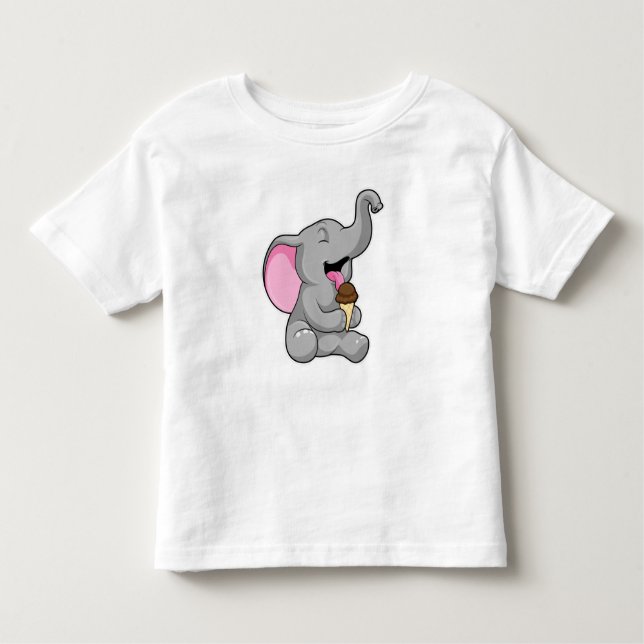 Camiseta Elefante com sorvete de Waffle Chocolate (Frente)